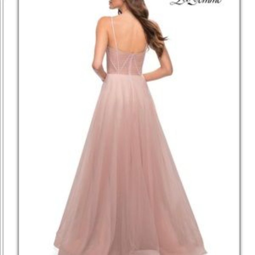 La Femme Illusion A-Line Tulle Ball Gown Size 14 - Picture 3 of 15